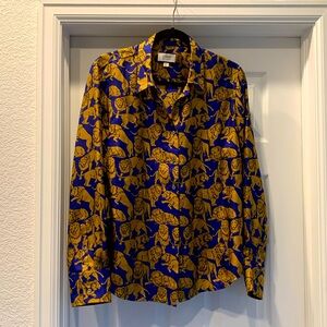 J Crew Sleepy Lions Silk Shirt
